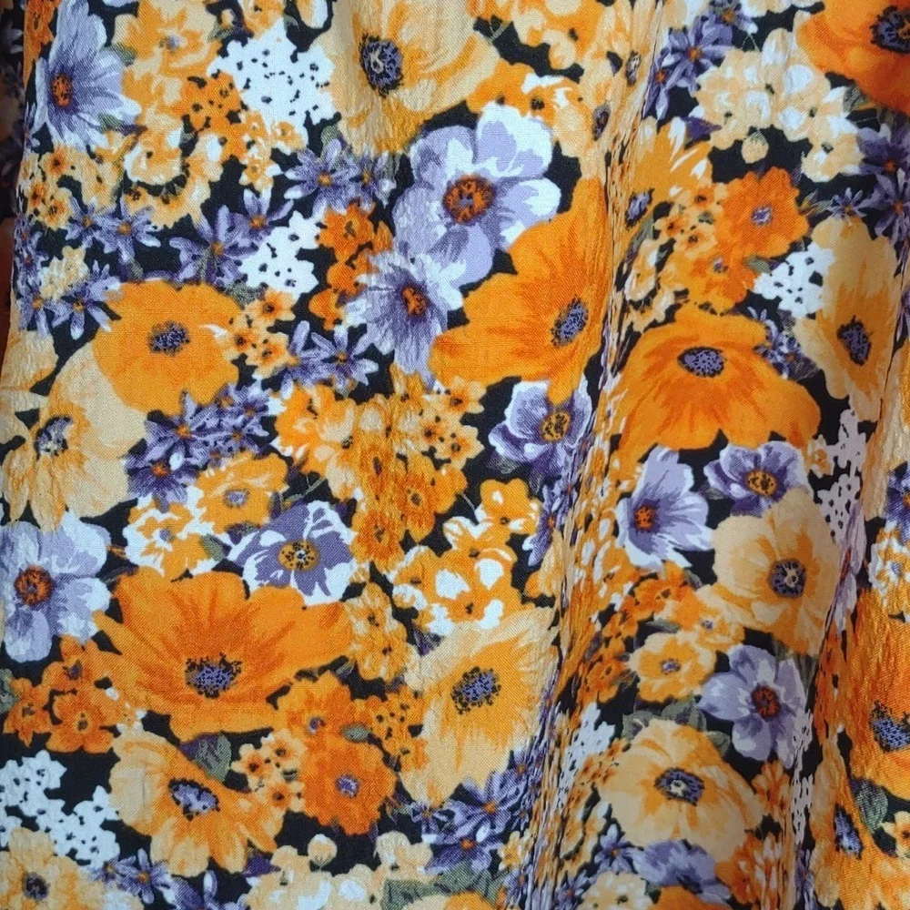 Divided Floral Babydoll Dress Orange Wildflower Spring Summer Sun Dress XS - Picture 12 of 15